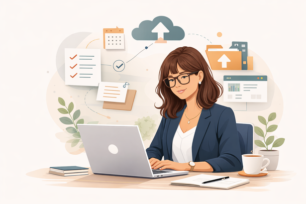 Assistante administrative avec documents numériques